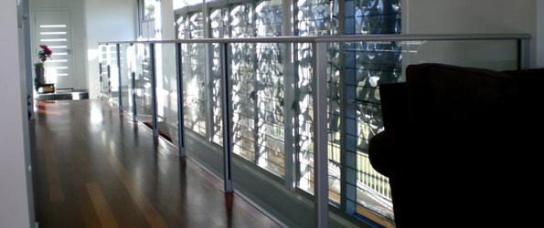 100 Series Semi Frameless Glass w/ 70 x 30 Hand Rail