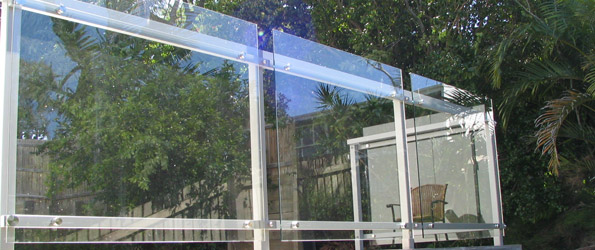 Frameless Glass Balustrade pinned to Square Aluminim Frame